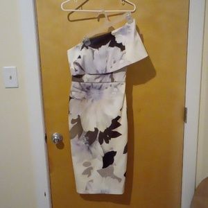 asos size 2 flower print dress one shoulder